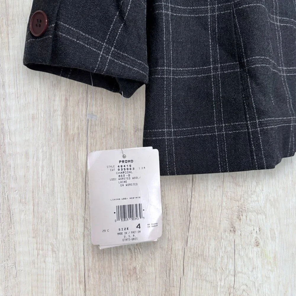 NWT Christian Dior Vintage 80s Plaid Blazer High Waist Pleated Pants Suit USA 4